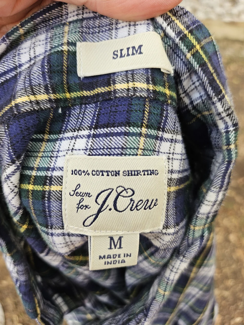 Lot Of 3 J. Crew Plaid Cotton Flannel Button-Down Shirts Blue and Green Tones M